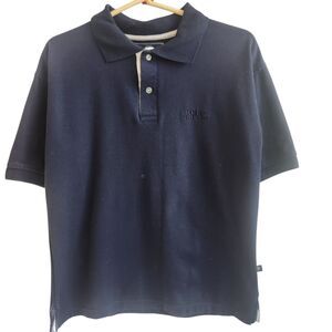 Mada Polo Dept Small Navy Blue Pique Shirt Chest Hit Old Money Preppy Classicore
